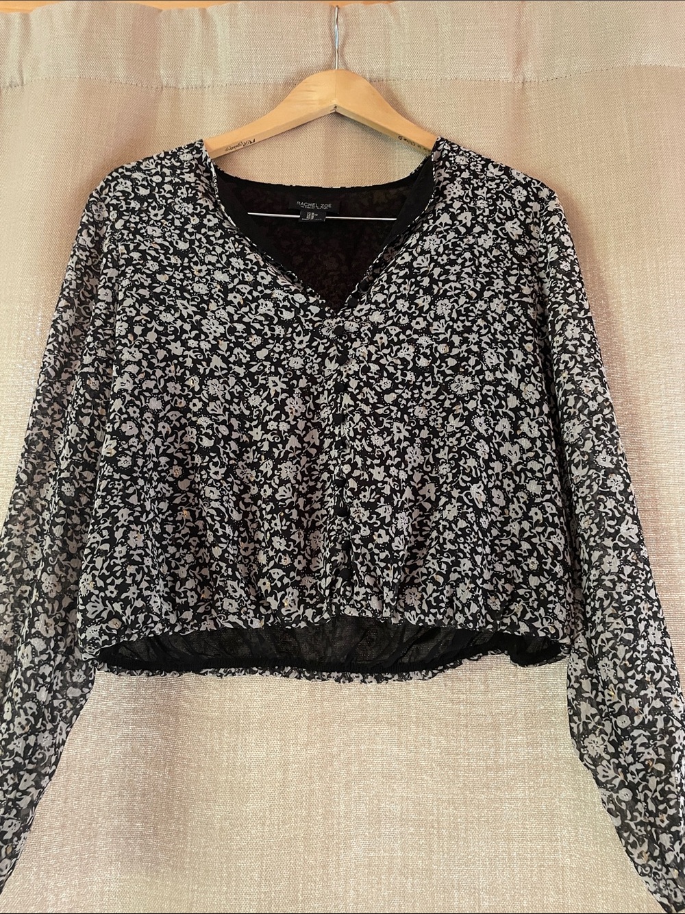 Rachel Zoe Black & White Floral V-Neck Blouse